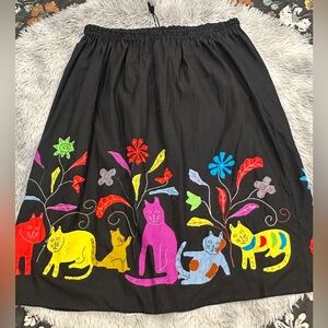 Colorful Vintage Maharari Applique Cat Skirt